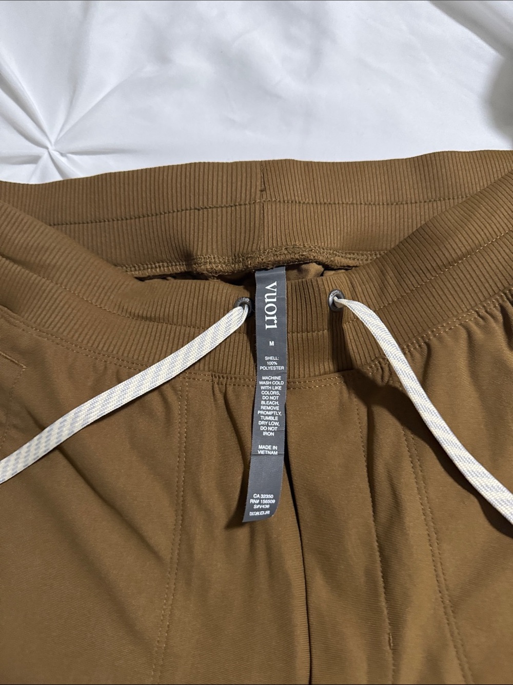 Vuori Men's Tan Pull-On Hybrid Shorts with White Drawstring